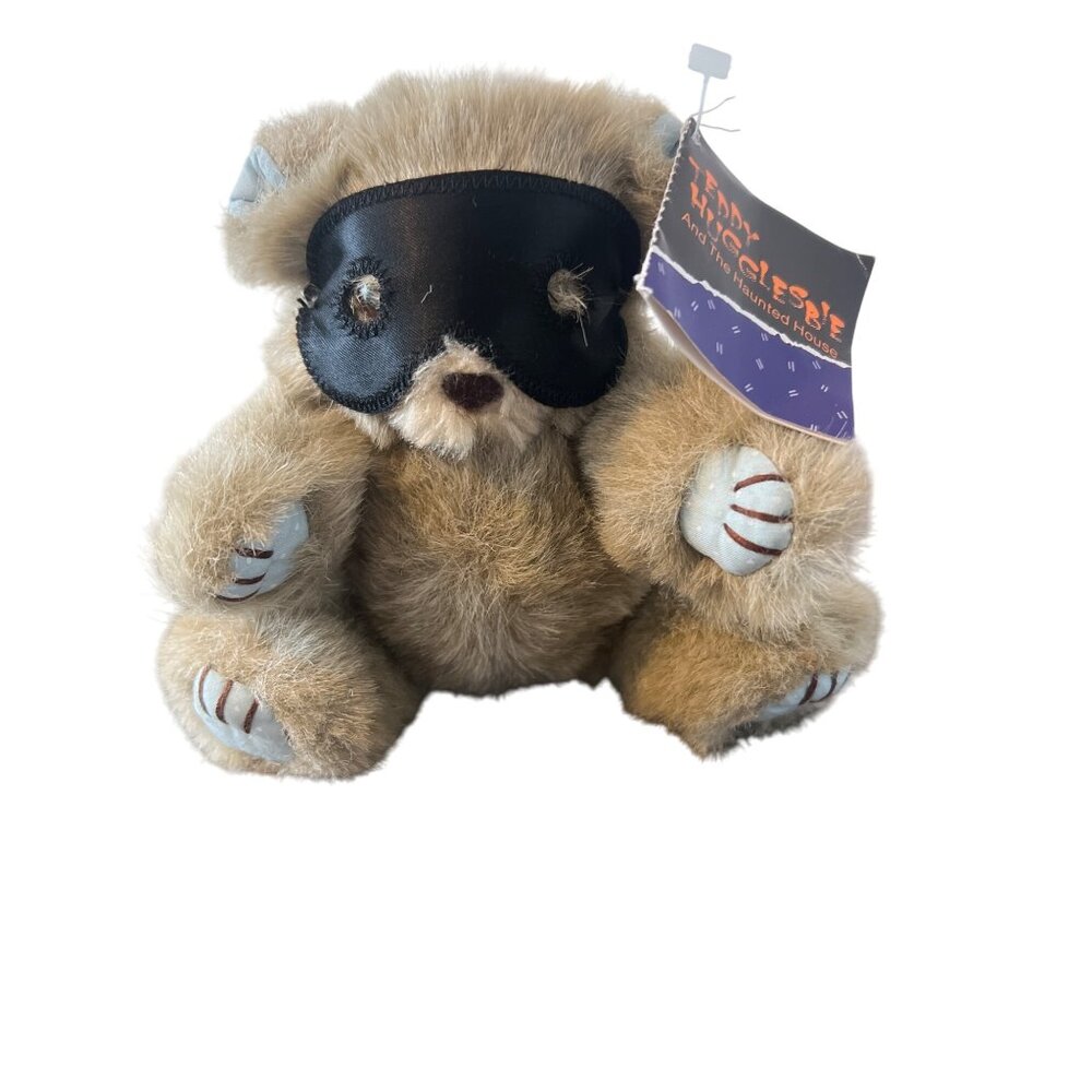 Vintage 1990 Teddy Hugglesbie The Haunted House Plush Bear Black Mask Booklet